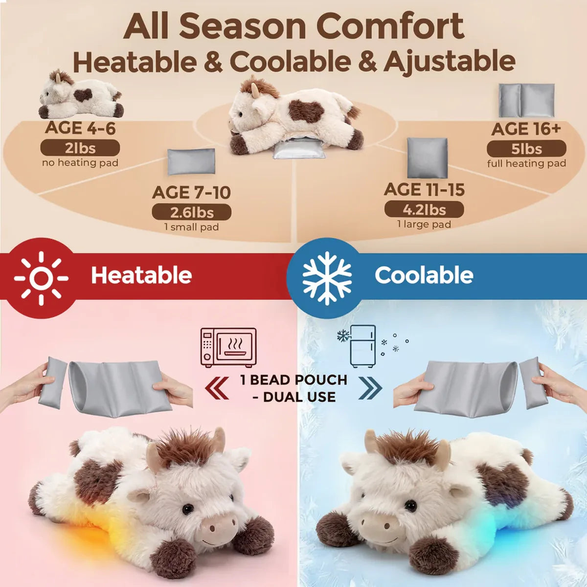 Heated Weighted Cow Plush