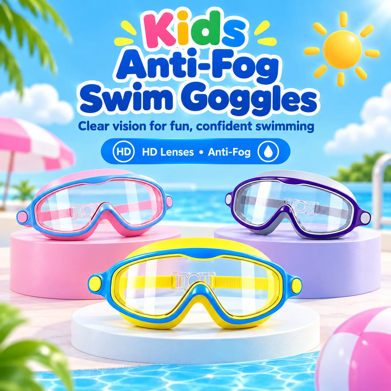 Kids Anti-Fog Swim Goggles