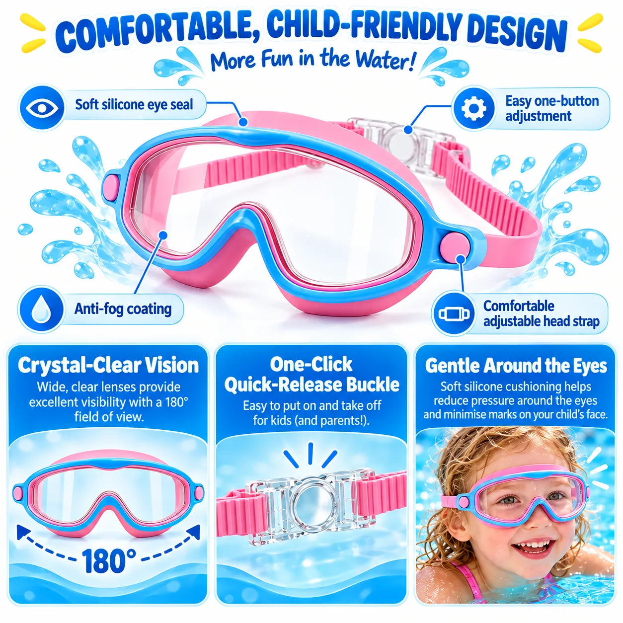 Kids Anti-Fog Swim Goggles