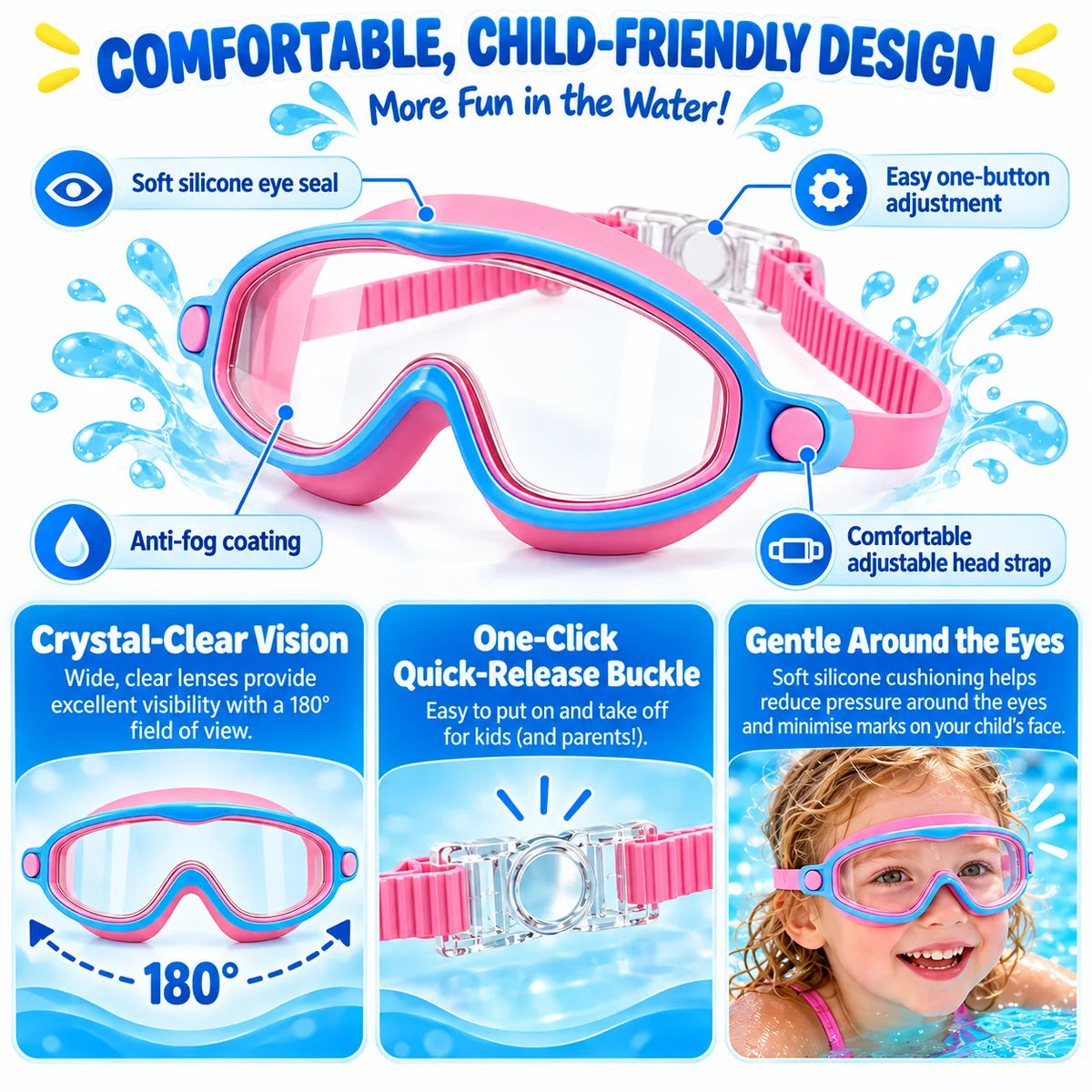 Kids Anti-Fog Swim Goggles