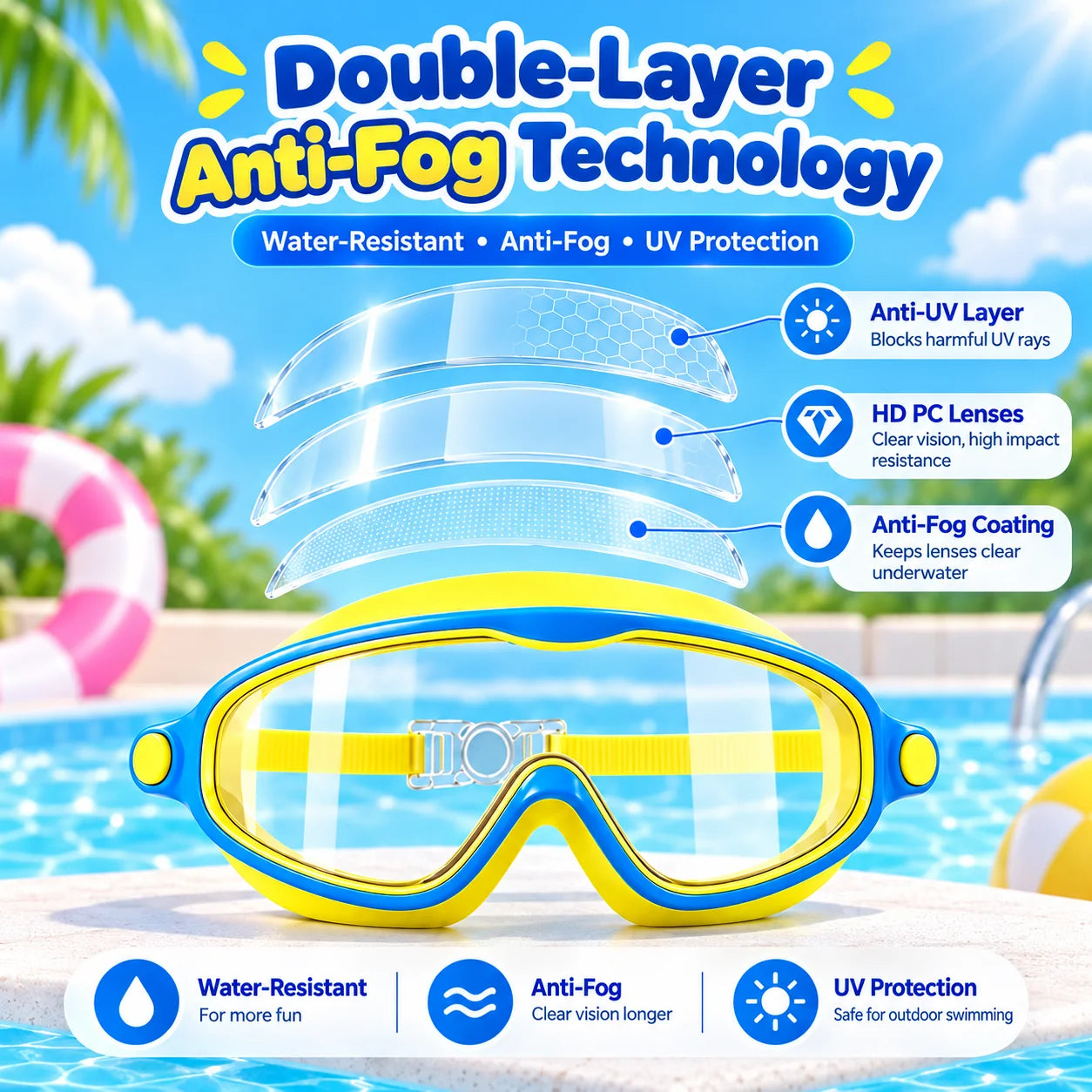 Kids Anti-Fog Swim Goggles